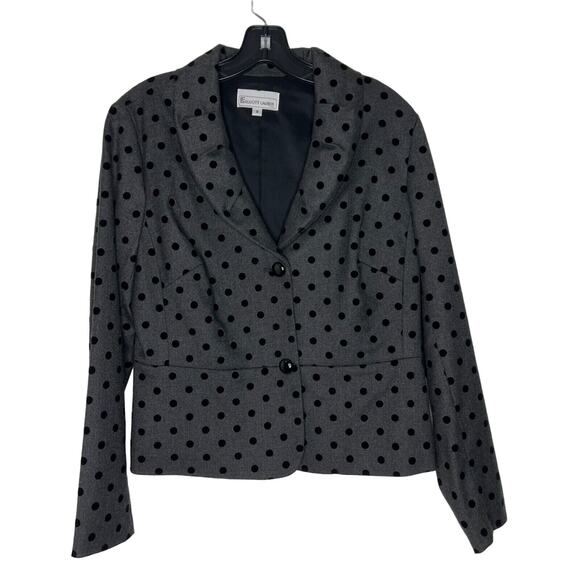 Elliott Lauren Gray Polka Dot Blazer Women's Size 8 Stretch Office Jacket - Picture 1 of 9